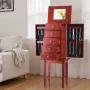 VEVOR Jewelry Cabinet Armoire, Standing Wood Jewelry Storage Chest with 4 Spacious Drawers, Flip Top Mirror, 4 Top Storage Compa