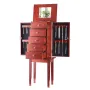 Jewelry Cabinet Armoire, Standing Wood Jewelry Storage Chest with 4 Spacious Drawers, Flip Top Mirror, 4 Top Storage Compartment