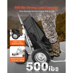 VEVOR vildtvogne til jagt, 500 LBS Hjortevogn Vildtvogn, Heavy-Duty Crawler vogn, All-Terrain Folde Hjortevogn med