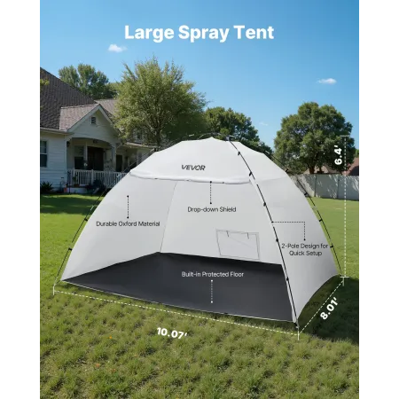 Portable Paint Booth Tent, 32930 x 2300 x 1880mm Painting Tent Station, Spray Shelter with Built-in Floor & Mesh Screen, Large S