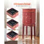 Jewelry Cabinet Armoire, Standing Wood Jewelry Storage Chest with 3 Drawers, Flip Top Mirror, 4 Top Storage Compartments, Zinc A