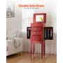 Jewelry Cabinet Armoire, Standing Wood Jewelry Storage Chest with 3 Drawers, Flip Top Mirror, 4 Top Storage Compartments, Zinc A