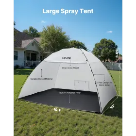 Portable Paint Booth Tent, 2950 x 2920 x 2020mm Painting Tent Station, Spray Shelter with Built-in Floor & Mesh Screen, Large Sp
