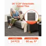 Carpet Tiles Reusable 610x610 mm, 24 PCS Modular Carpet Square Rug, Commercial Floor Soft Padded for Seamless Cover 8.9㎡,