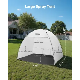 VEVOR Portable Paint Booth Tent, 2330 x 1720 x 1900mm Painting Tent Station, Spray Shelter with Built-in Floor & Mesh Screen, La