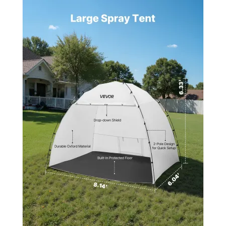 VEVOR bærbart malerkabinetelt, 2330 x 1720 x 1900 mm malerteltstation, sprøjteskjul med indbygget gulv og mesh-skærm, La