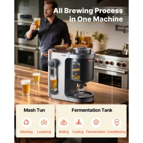 VEVOR Automatic Home Beer Brewer, 13L All-in-One Home Brew Machine, 1500W Power Electric Beer Brewing Machine with Mash Boil Dev
