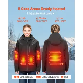 VEVOR Heated Jacket for Men with 7.4V Battery, Soft Shell Electric Heating Coat, Windproof Waterproof Lightweight Outerwear with