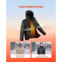 VEVOR opvarmet jakke til mænd med 7,4V batteri, Soft Shell Electric Heating Coat, vindtæt letvægtsovertøj med 6 varme