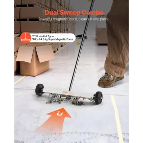 VEVOR Magnetic Sweeper with Wheels, 43 cm, 4.5 kg Load Capacity, Lightweight Magnetic Pickup Sweeper with Adjustable Handle, Pic