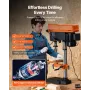 VEVOR 304.8 mm Benchtop Drill Press, 750W, 340-2200 RPM Variable Speed Bench Drill Press, with 0-45° Tilting Worktable, LED Work