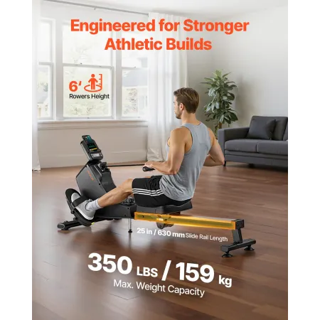 Magnetic Rowing Machine,16-Level Quiet Resistance Adjustable, Foldable Rower Machine for Home, 158kg Weight Capacity, Row Machin