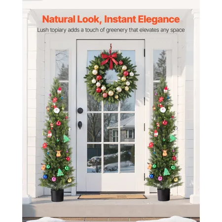 VEVOR kunstige topiary cedertræer, 2 sæt 1524 mm kunstige fyrrebuske planter, falsk silketræ ser ægte ud, nem montering til