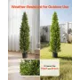 Artificial Topiary Cedar Trees, 2 Set 1524mm Faux Pine Shrubs Plants, Fake Silk Tree Look Real, Easy Assembly for Decor Front Po