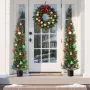 Artificial Topiary Cedar Trees, 2 Set 1524mm Faux Pine Shrubs Plants, Fake Silk Tree Look Real, Easy Assembly for Decor Front Po