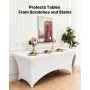 6 Pack Table Cloth for 8FT Rectangular Fitted Events, Wrinkle-Resistant Stretch White Table Covers, Washable Spandex Tablecloth 