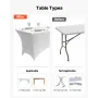 6 Pack Table Cloth for 8FT Rectangular Fitted Events, Wrinkle-Resistant Stretch White Table Covers, Washable Spandex Tablecloth 