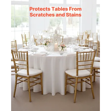 VEVOR White Round Tablecloths 10 Pack, 120 Inches in Diameter, Stain- & Wrinkle- Resistant, Machine Washable Table Clothes, Poly