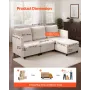 VEVOR Modular Sectional Sofa, 3-Seater Modular Sofa with Hidden Storage, Cloud Sectional Couch with Ottoman & High Rebound Spong
