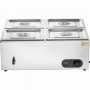 Kommerciel elektrisk mad varmere bordplade buffet 4*8qt pan bain marie