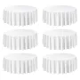 White Round Tablecloths 6 Pack, 120 Inches in Diameter, Stain- & Wrinkle- Resistant, Machine Washable Table Clothes, Polyester F