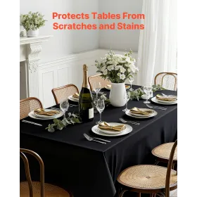 VEVOR Black Tablecloths for Rectangle Tables, 6 Pack, 70 x 120 Inches, Reusable and Machine Washable Table Clothes, Wrinkle-Resi
