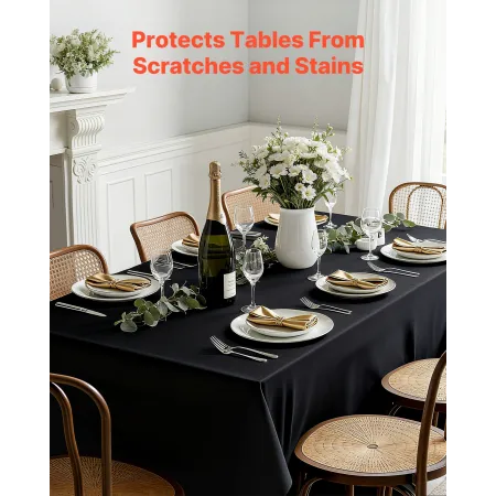 Black Tablecloths for Rectangle Tables, 6 Pack, 70 x 120 Inches, Reusable and Machine Washable Table Clothes, Wrinkle-Resistant 