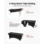 VEVOR 3 Pack Table Cloth for 6FT Rectangular Fitted Events, Wrinkle-Resistant Stretch Black Table Covers, Washable Spandex Table