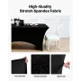 6 Pack Table Cloth for 8FT Rectangular Fitted Events, Wrinkle-Resistant Stretch Black Table Covers, Washable Spandex Tablecloth 