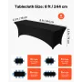 6 Pack Table Cloth for 8FT Rectangular Fitted Events, Wrinkle-Resistant Stretch Black Table Covers, Washable Spandex Tablecloth 