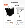 VEVOR 6-pak dug til 8 ft rektangulære arrangementer, rynkefast stræk sorte borddæksler, vaskbart spandex bord