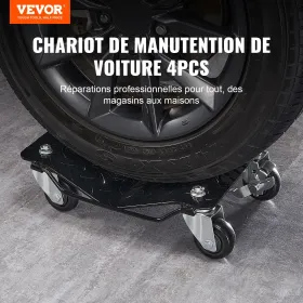 Car Dolly Wheel Tire Dolly 4 PCS Heavy Duty Skate Auto Repair Dolly 6000LB