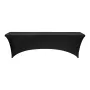 6 Pack Table Cloth for 8FT Rectangular Fitted Events, Wrinkle-Resistant Stretch Black Table Covers, Washable Spandex Tablecloth 