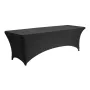 6 Pack Table Cloth for 8FT Rectangular Fitted Events, Wrinkle-Resistant Stretch Black Table Covers, Washable Spandex Tablecloth 