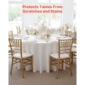 VEVOR White Round Tablecloths 2 Pack, 120 Inches in Diameter, Stain- & Wrinkle- Resistant, Machine Washable Table Clothes, Polye