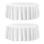 VEVOR White Round Tablecloths 2 Pack, 120 Inches in Diameter, Stain- & Wrinkle- Resistant, Machine Washable Table Clothes, Polye