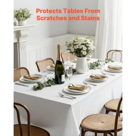 White Tablecloths for Rectangle Tables, 6 Pack, 90 x 132 Inches, Reusable and Machine Washable Table Clothes, Wrinkle-Resistant 
