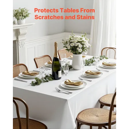 White Tablecloths for Rectangle Tables, 10 Pack, 60 x 102 Inches, Reusable and Machine Washable Table Clothes, Wrinkle-Resistant