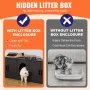 VEVOR Cat Litter Box Enclosure for 2 Cats, 147 cm Hidden Litter Furniture, Double Room Large Cat Washroom Cabinet, Indoor Wooden