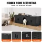 Cat Litter Box Enclosure for 2 Cats, 147 cm Hidden Litter Furniture, Double Room Large Cat Washroom Cabinet, Indoor Wooden Pet H