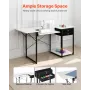 VEVOR Sewing Table, Multipurpose Sewing Machine Table with Drawers, Foldable Side Shelf, Adjustable Shelf, Steel Legs, Computer 