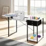 Sewing Table, Multipurpose Sewing Machine Table with Drawers, Foldable Side Shelf, Adjustable Shelf, Steel Legs, Computer Desk f