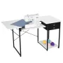 VEVOR Sewing Table, Multipurpose Sewing Machine Table with Drawers, Foldable Side Shelf, Adjustable Shelf, Steel Legs, Computer 