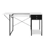 Sewing Table, Multipurpose Sewing Machine Table with Drawers, Foldable Side Shelf, Adjustable Shelf, Steel Legs, Computer Desk f