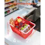 VEVOR Shopping Baskets, 4 PCS, 21L Stackable PE Plastic Grocery Baskets with Handles, Dense Mesh Structure, Holds up to 9.07kg, 