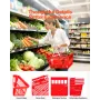 VEVOR Shopping Baskets, 4 PCS, 21L Stackable PE Plastic Grocery Baskets with Handles, Dense Mesh Structure, Holds up to 9.07kg, 