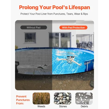Oval Pool Liner Pad, 5,5 x 10 m Pool Liner Pad til overjordiske