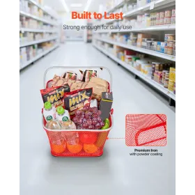 VEVOR Shopping Baskets, 12 PCS, 22L Stackable Metal Grocery Baskets with Handles, Dense Mesh Structure, Holds up to 20 kg, Porta