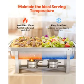 VEVOR rektangel gnidningsskål, 8,5 l 2-pak gnidningsskål i rustfrit stål, madvarmer gnidningsskål, komplet sæt med hult