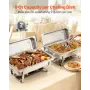 VEVOR Rectangle Chafing Dish, 8.5L 2 Pack Stainless Steel Chafing Dish, Food Warmer Chafer Complete Set with Hollow Handle, 1 Fo